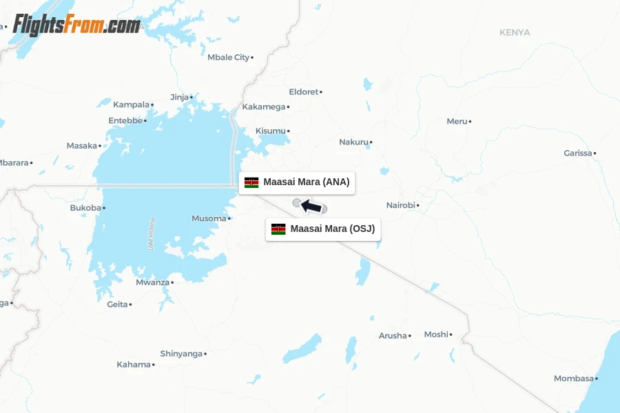 Flights from Maasai Mara to Maasai Mara route map