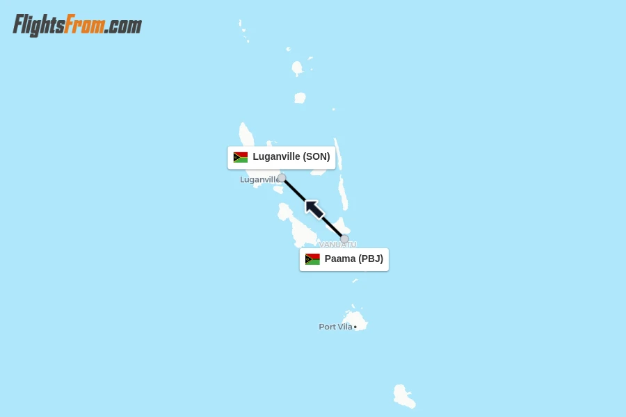 Flights from Paama to Luganville route map