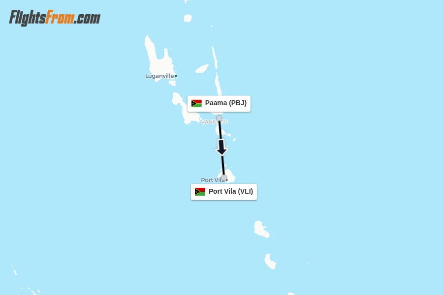 Flights from Paama to Port Vila route map