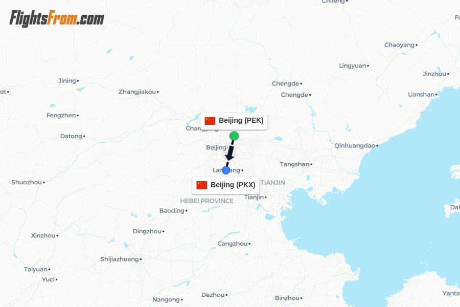 Flights from Beijing to Beijing route map