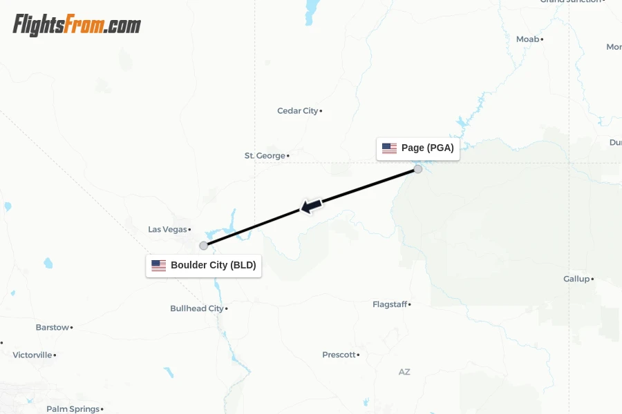 Flights from Page to Boulder City route map