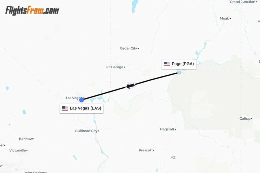 Flights from Page to Las Vegas route map