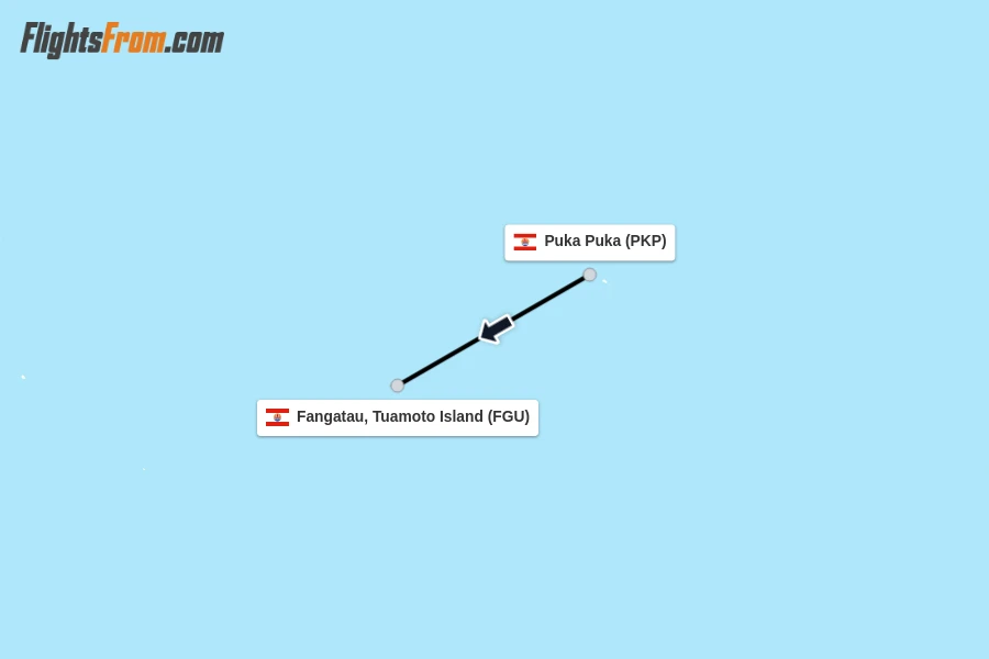 Flights from Puka Puka to Fangatau, Tuamoto Island route map