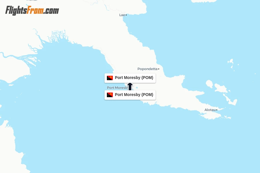Flights from Port Moresby to Port Moresby route map