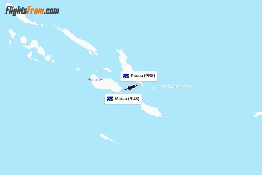 Flights from Parasi to Marau route map