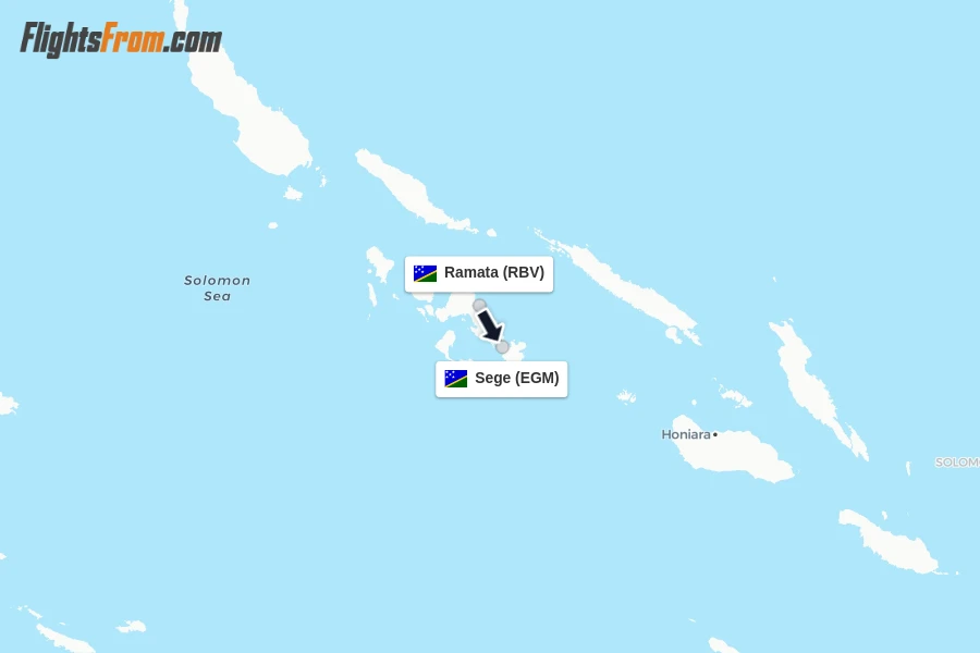 Flights from Ramata to Sege route map