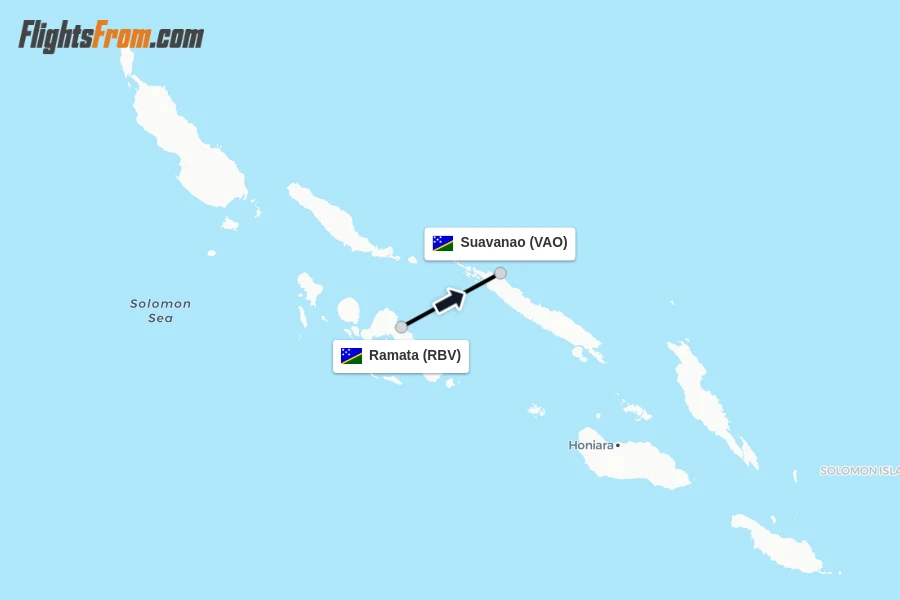 Flights from Ramata to Suavanao route map