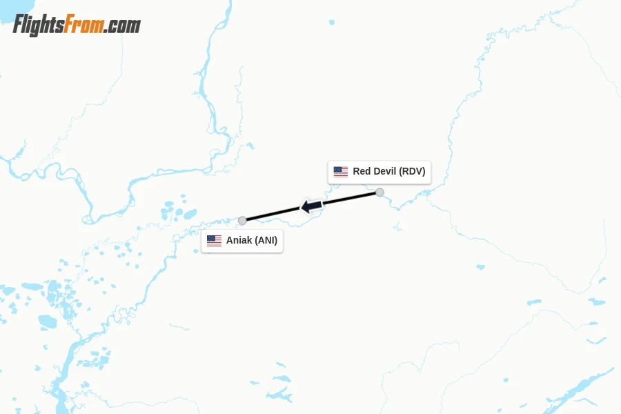 Flights from Red Devil to Aniak route map