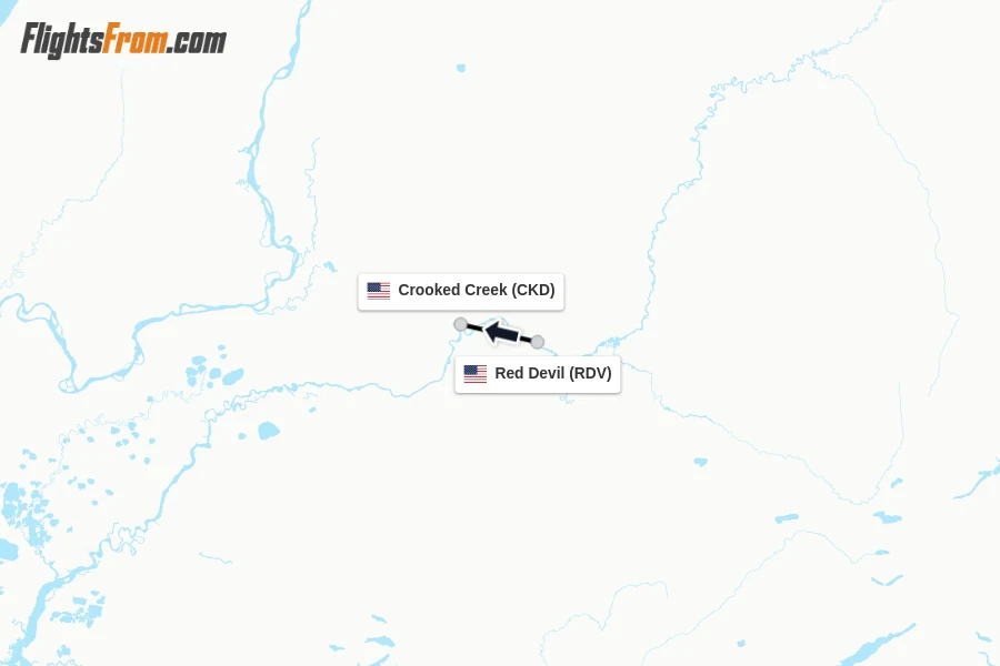 Flights from Red Devil to Crooked Creek route map