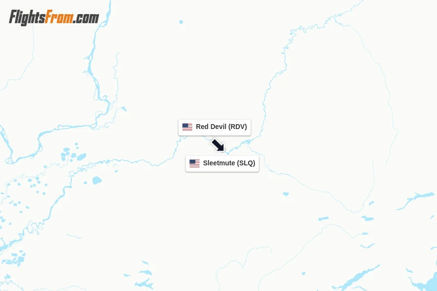 Flights from Red Devil to Sleetmute route map
