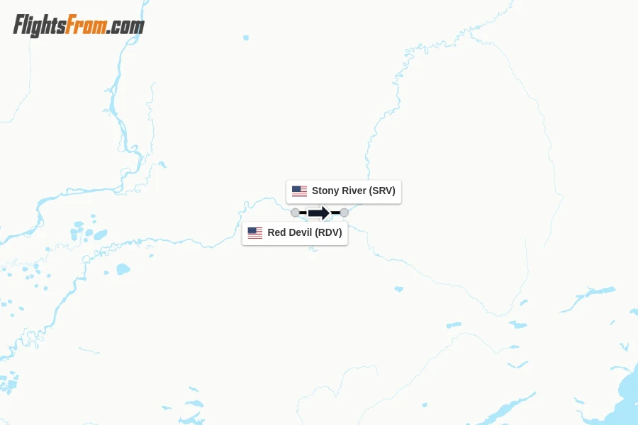 Flights from Red Devil to Stony River route map