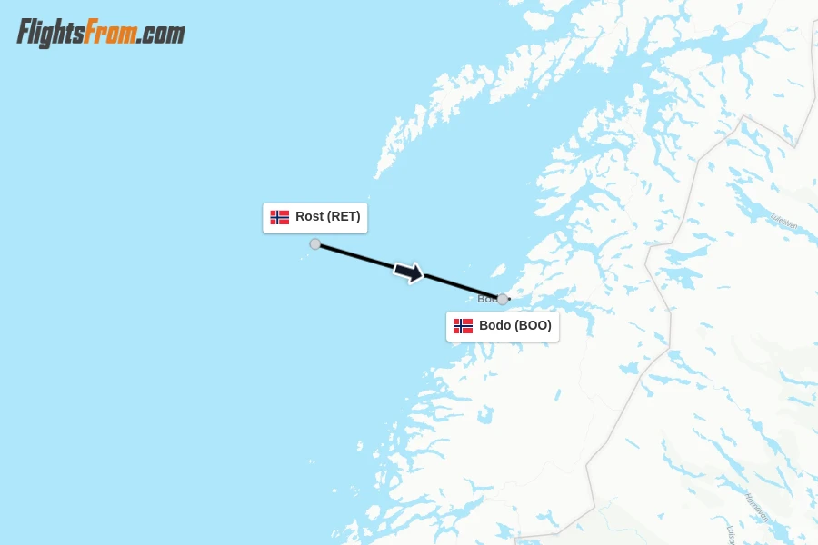 Flights from Rost to Bodo route map