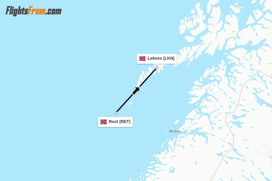 Flights from Rost to Leknes route map