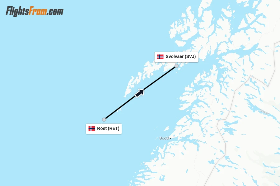 Flights from Rost to Svolvaer route map