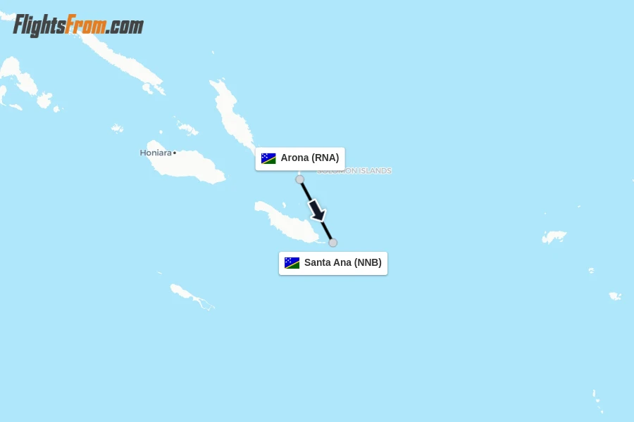 Flights from Arona to Santa Ana route map