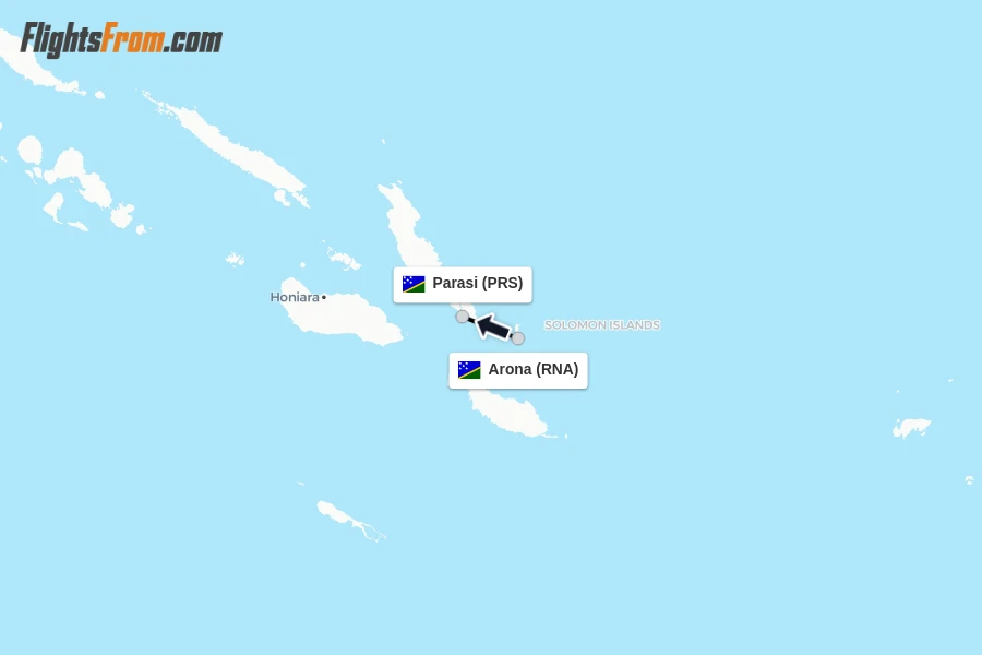 Flights from Arona to Parasi route map