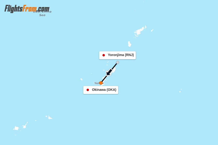 Flights from Yoronjima to Okinawa route map