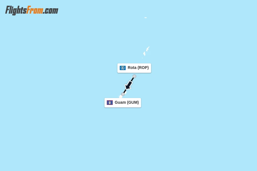 Flights from Rota to Guam route map