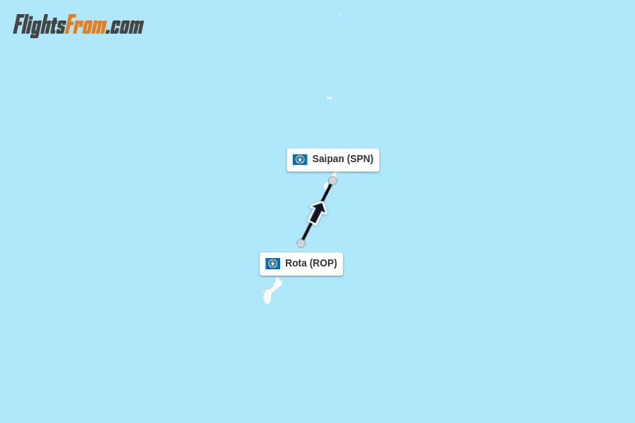 Flights from Rota to Saipan route map