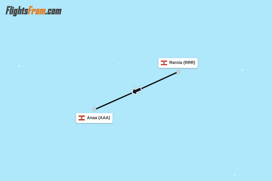 Flights from Raroia to Anaa route map