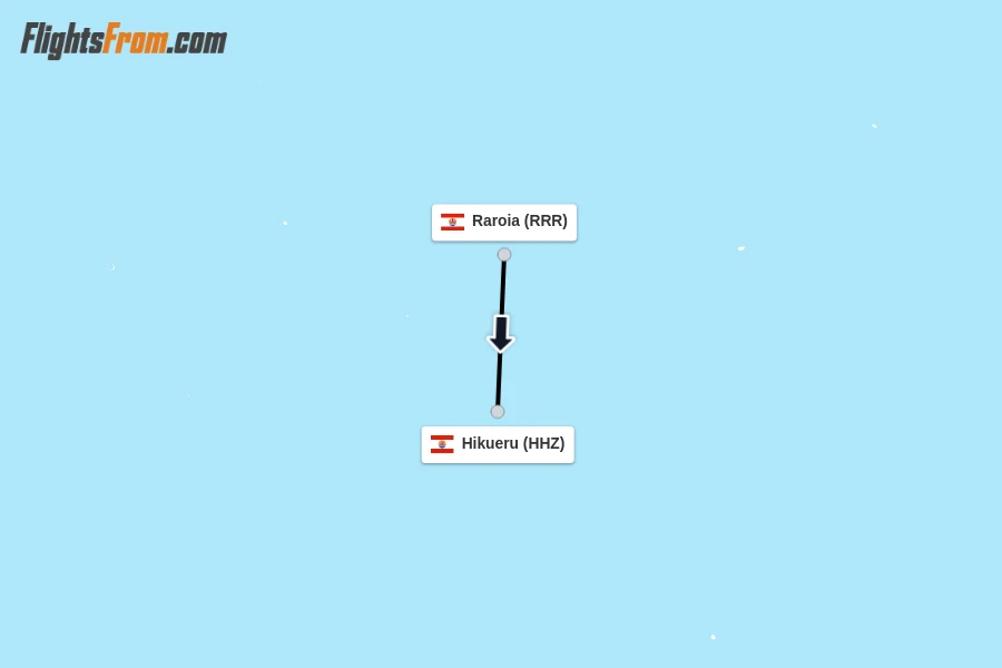 Flights from Raroia to Hikueru route map