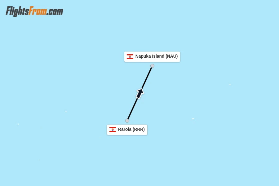 Flights from Raroia to Napuka Island route map