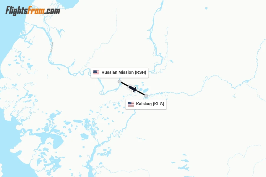 Flights from Russian Mission to Kalskag route map