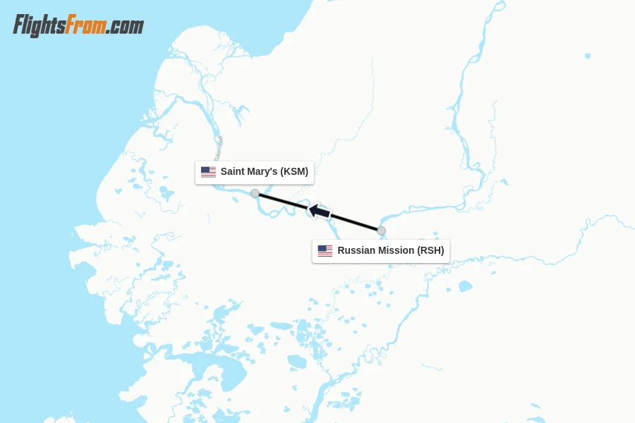 Flights from Russian Mission to Saint Mary's route map