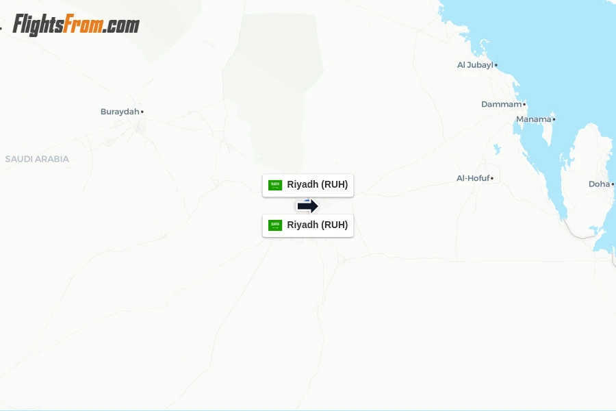 Flights from Riyadh to Riyadh route map