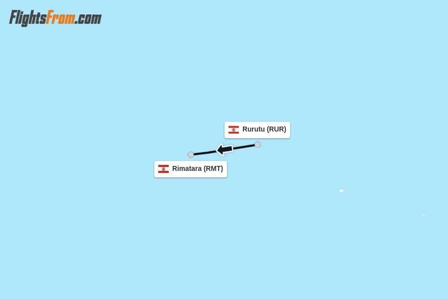 Flights from Rurutu to Rimatara route map