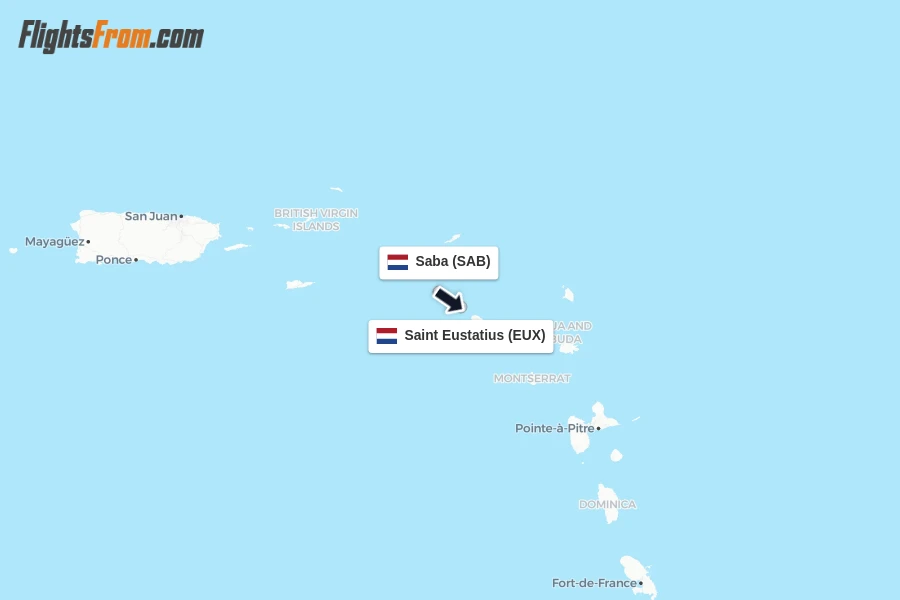 Flights from Saba to Saint Eustatius route map