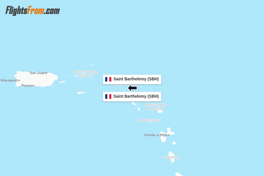 Flights from Saint Barthelemy to Saint Barthelemy route map