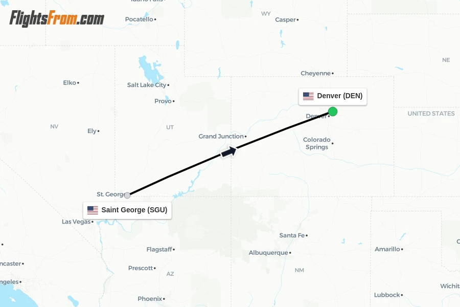 Flights from Saint George to Denver route map