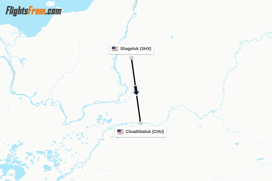 Flights from Shageluk to Chuathbaluk route map