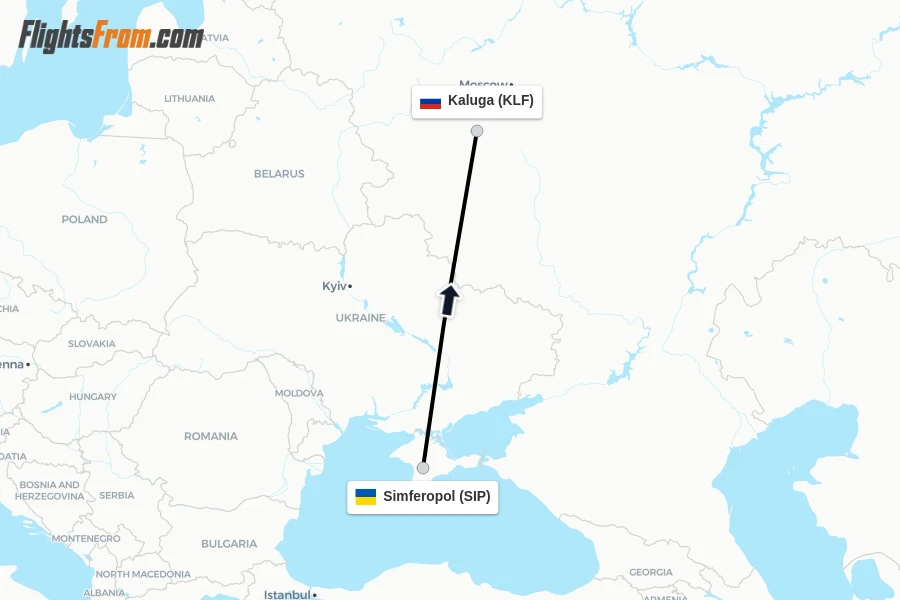 Flights from Simferopol to Kaluga route map