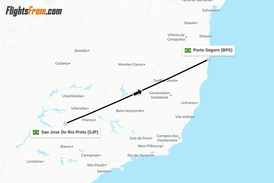 Flights from Sao Jose Do Rio Preto to Porto Seguro route map