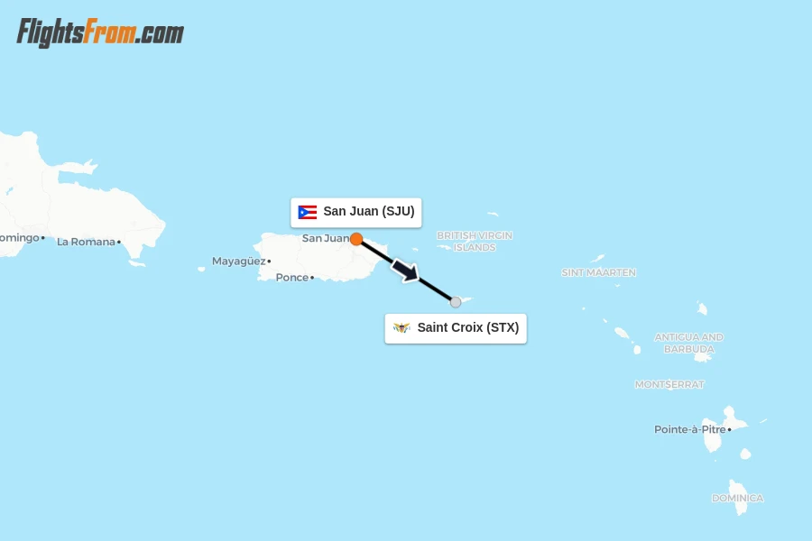 Flights from San Juan to Saint Croix route map