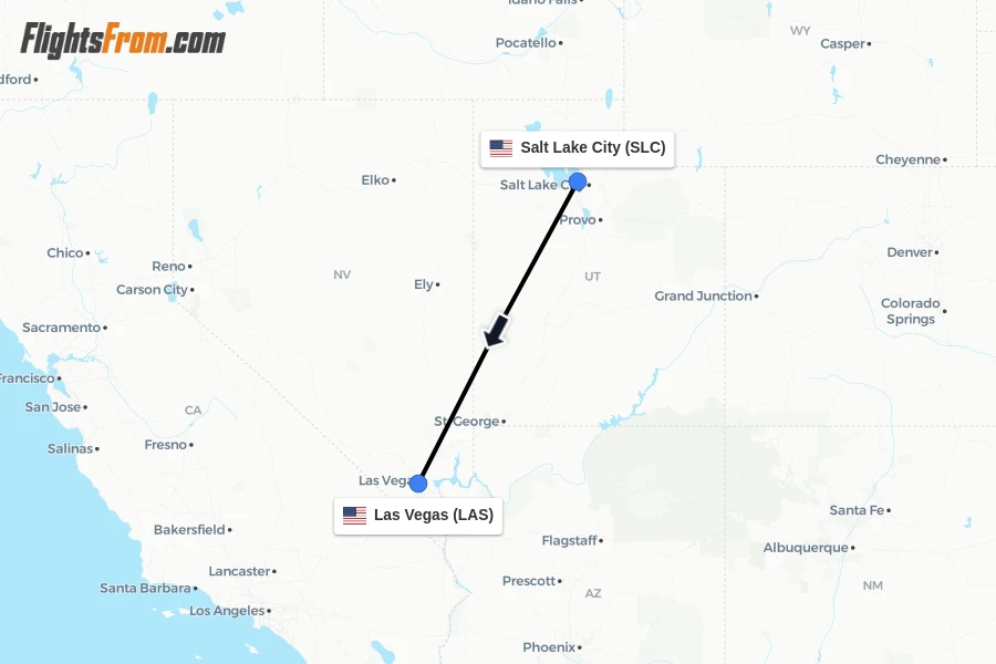 Flights from Salt Lake City to Las Vegas route map