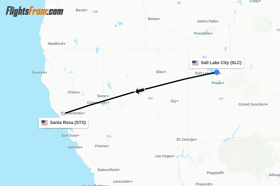 Flights from Salt Lake City to Santa Rosa route map