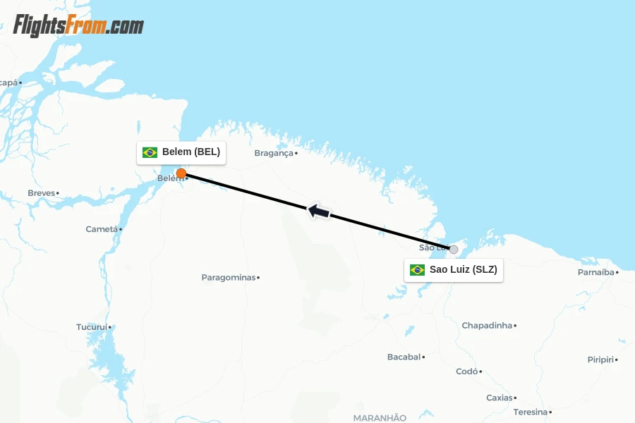 Flights from Sao Luiz to Belem route map