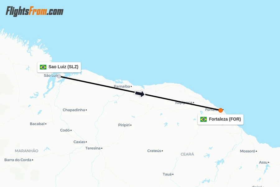 Flights from Sao Luiz to Fortaleza route map