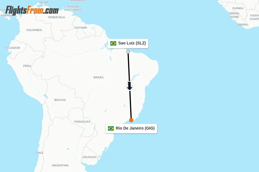 Flights from Sao Luiz to Rio De Janeiro route map