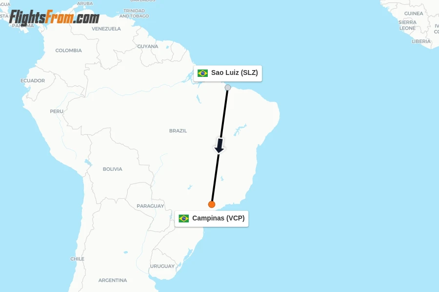 Flights from Sao Luiz to Campinas route map