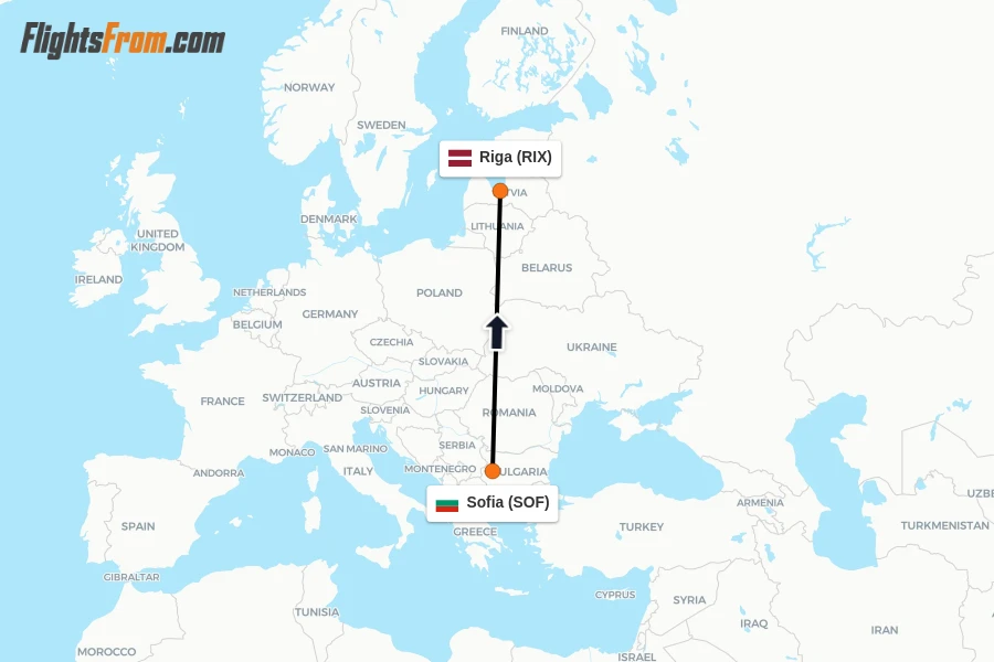 Direct (non-stop) flights from Sofia to Riga - schedules - FlightsFrom.com