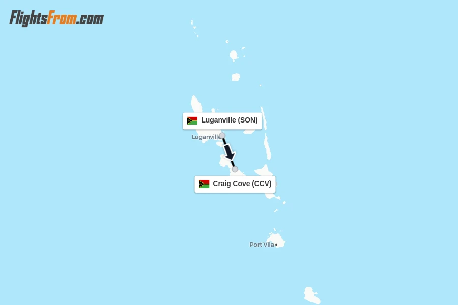 Flights from Luganville to Craig Cove route map