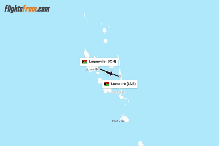 Flights from Luganville to Lonorore route map