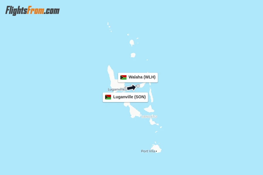 Flights from Luganville to Walaha route map