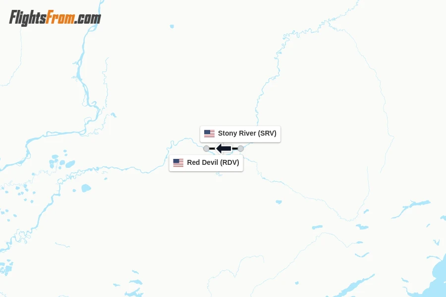 Flights from Stony River to Red Devil route map