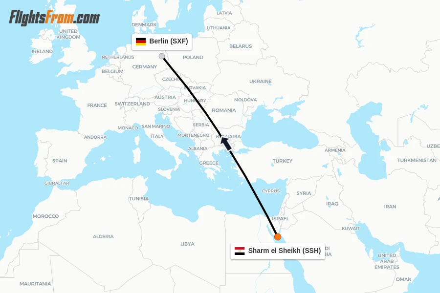 Flights from Sharm el Sheikh to Berlin route map