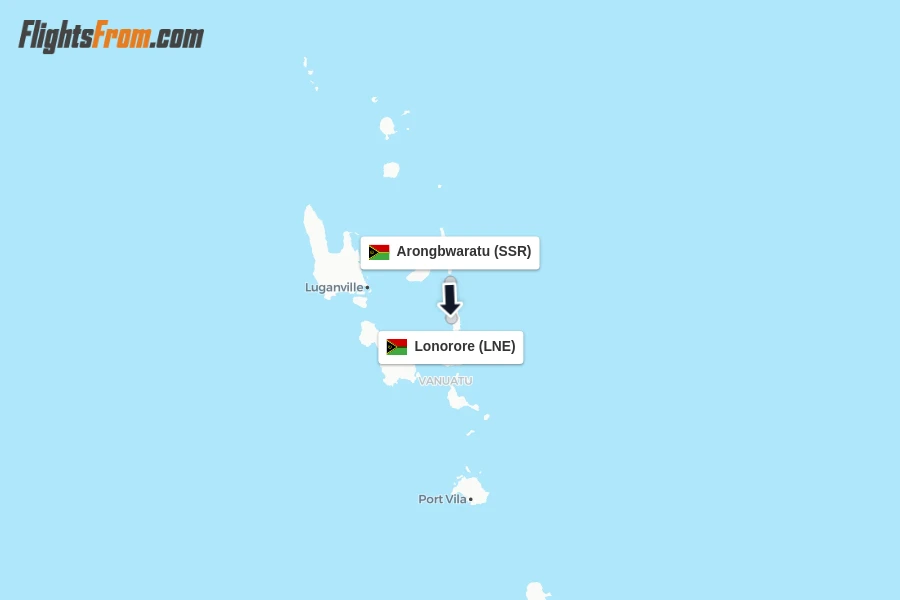 Flights from Arongbwaratu to Lonorore route map